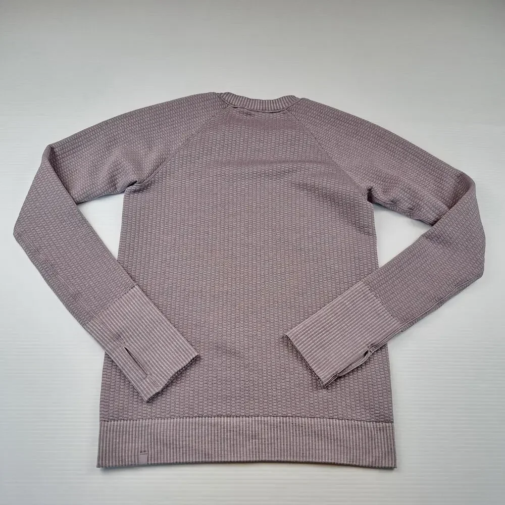 Lululemon Sweater Womens 4 Purple Rest Less Waffle Raglan Crewneck Pullover Top